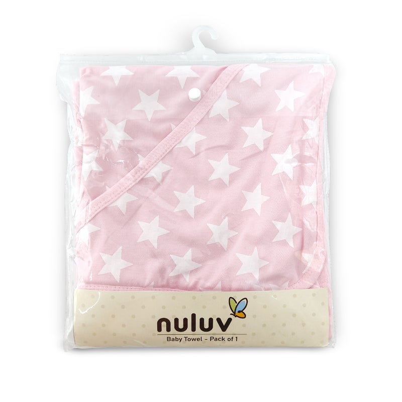 Nuluv Soft Cotton Pink Star Hooded Towel for Girls - Image 4